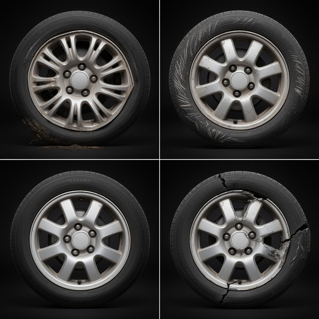 Types of rim damage including pothole damage, curb rash, bent rims, and structural cracks